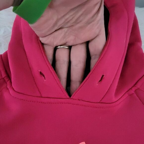 Adidas hooded sweatshirt kangaroo pocket climawarm thumb hole pink woman XS - Picture 7 of 8